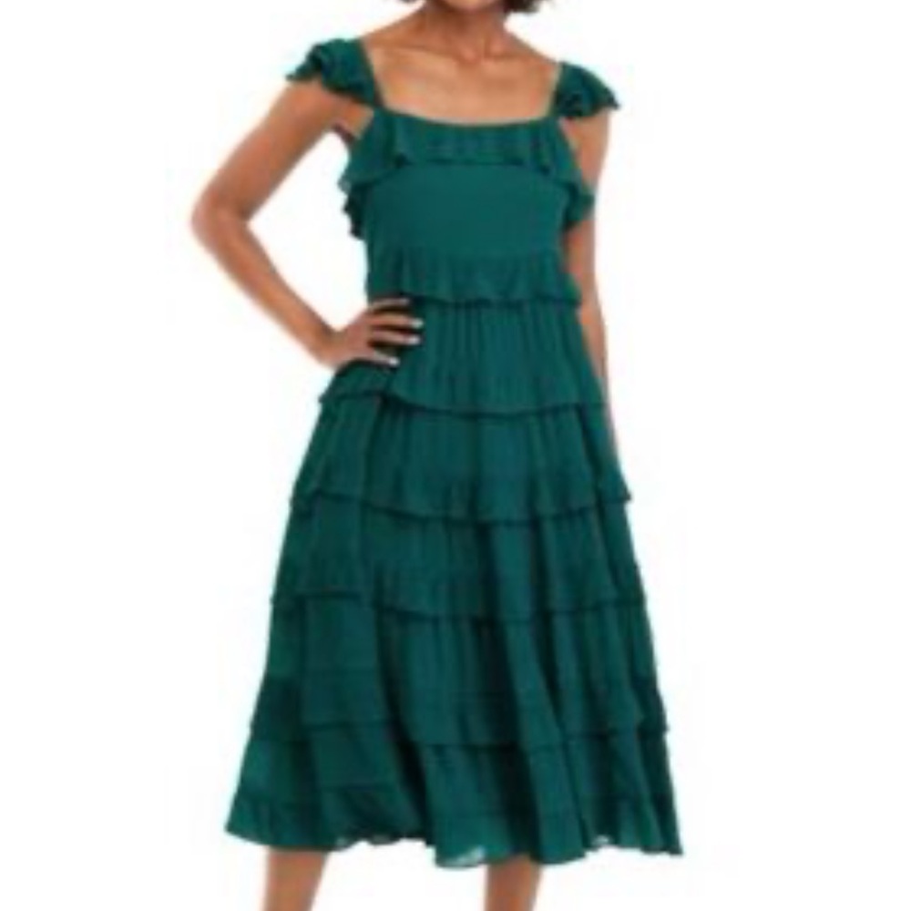 Crown & Ivy Elegant Teal Ruffle Dress. Size 3X. NWT.